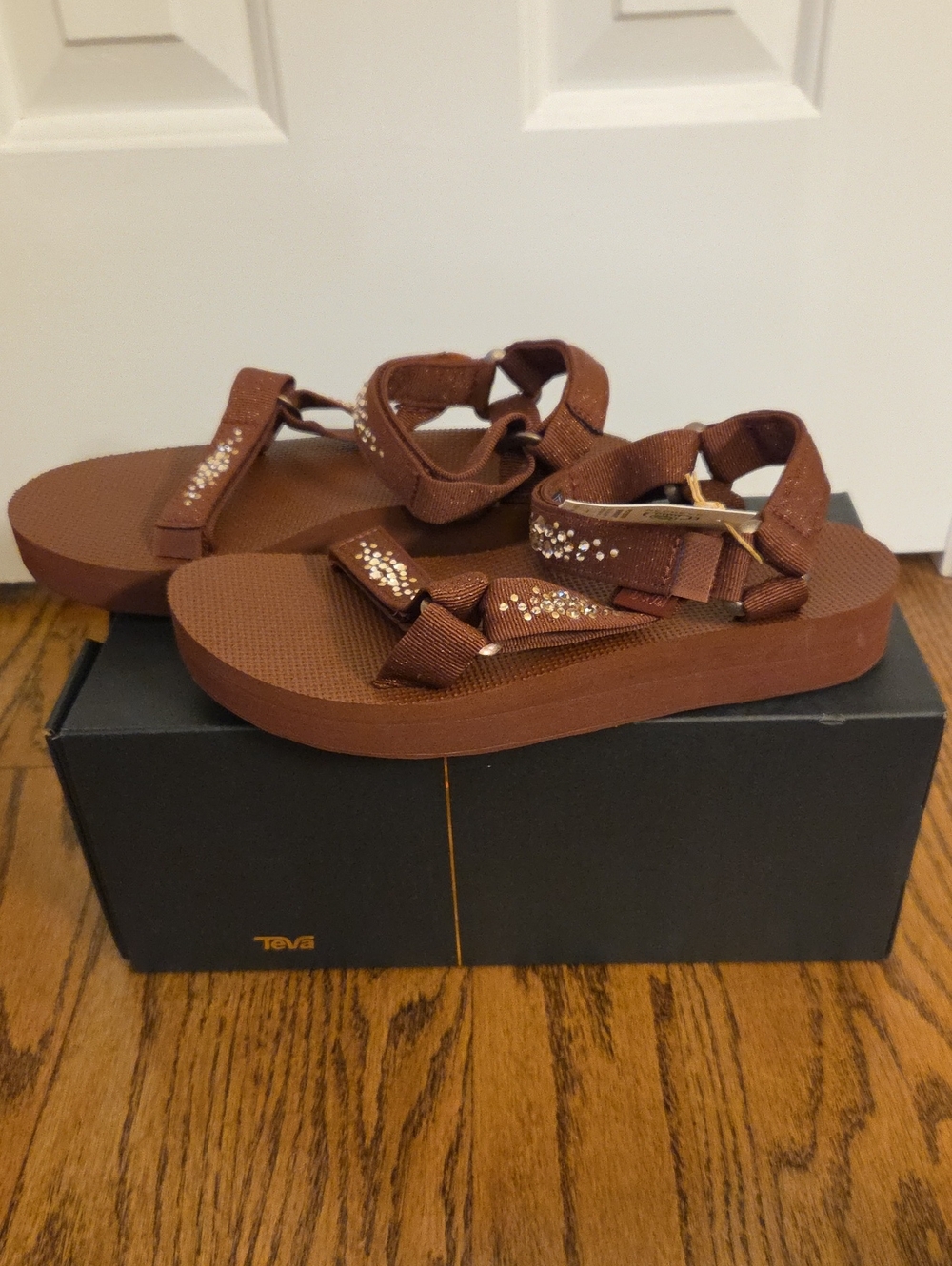 Teva NIB Women’s Burgundy Sandals with Rhinestone Accents